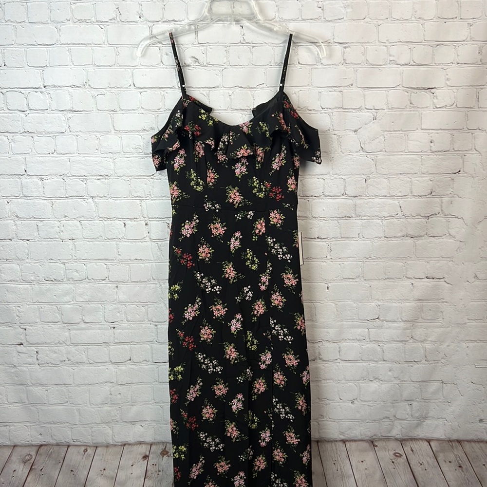 B Darlin Black Floral Off Shoulder Maxi Dress Juniors Size 5/6 Homecoming HOCO - Picture 3 of 8